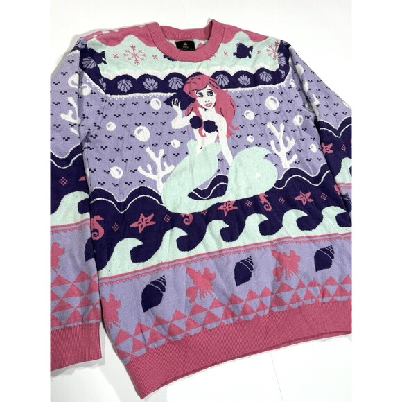 Disney Princess Ariel The Little Mermaid Sweater Women’s Size Medium Purple Pink - Picture 3 of 8